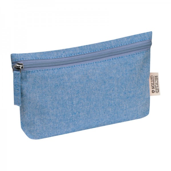 HARRY Geantă cosmetică din bumbac reciclat cu fermoar 21,3 x 3 x 12,7 cm Albastru