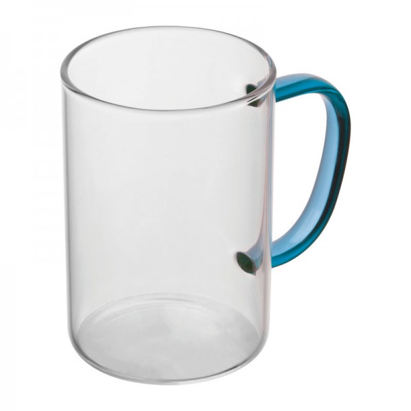 EDDA Pahar din sticlă cu mâner colorat, 250 ml ø 7 × 10,1 cm Albastru