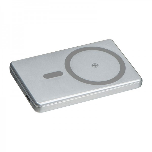 OLIMPIA Magsafe®, powerbank din aluminiu reciclat, 5000mAh 10,5 × 6,6 × 1 cm Gri