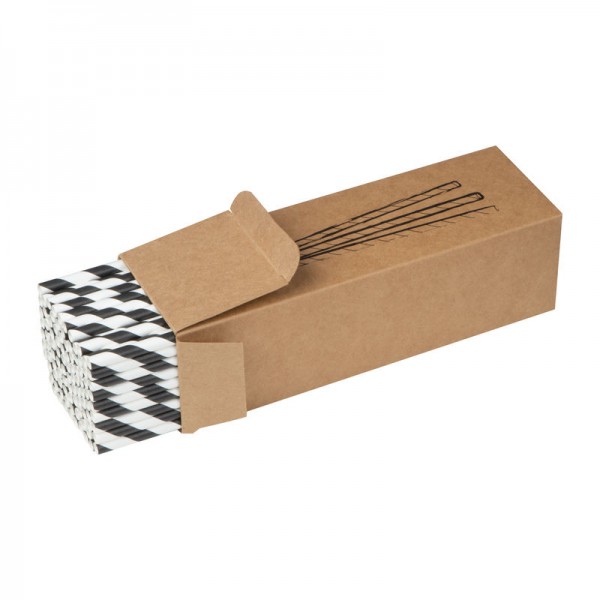 CARTER Set de 100 buc paie din carton 20 × 5,8 × 6,4 cm Fekete-fehér