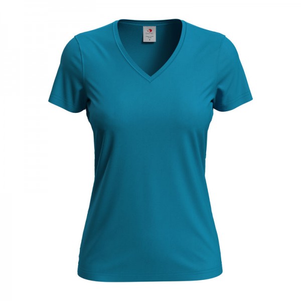 Classic-T V-neck Women's T-shirt M Ocean Blue