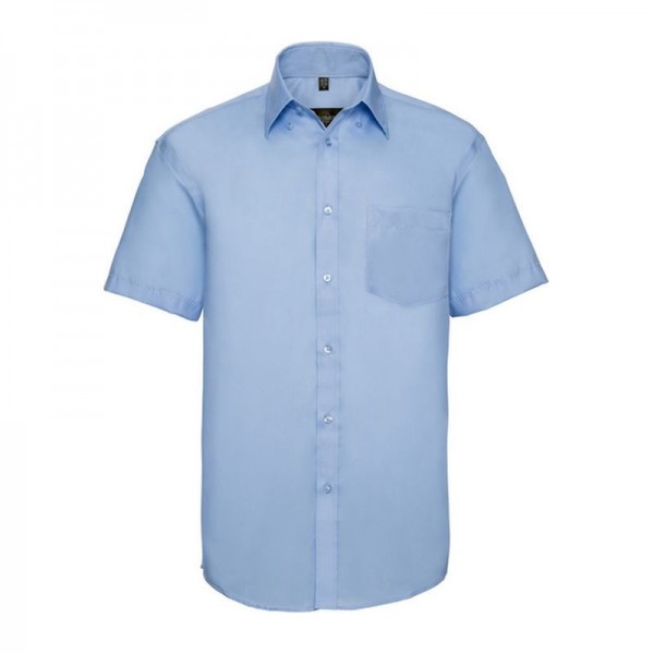 Russell Non-iron Men Shirt short-sleeve 2XL Bright Sky