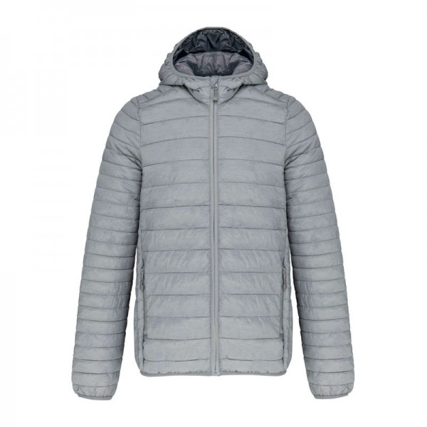 MEN'S LIGHTWEIGHT HOODED PADDED JACKET XL Silver Marl