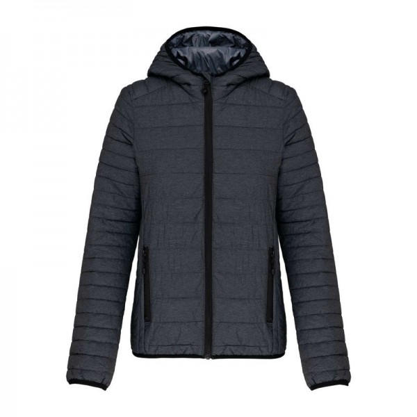 LADIES' LIGHTWEIGHT HOODED PADDED JACKET L Marl Grey