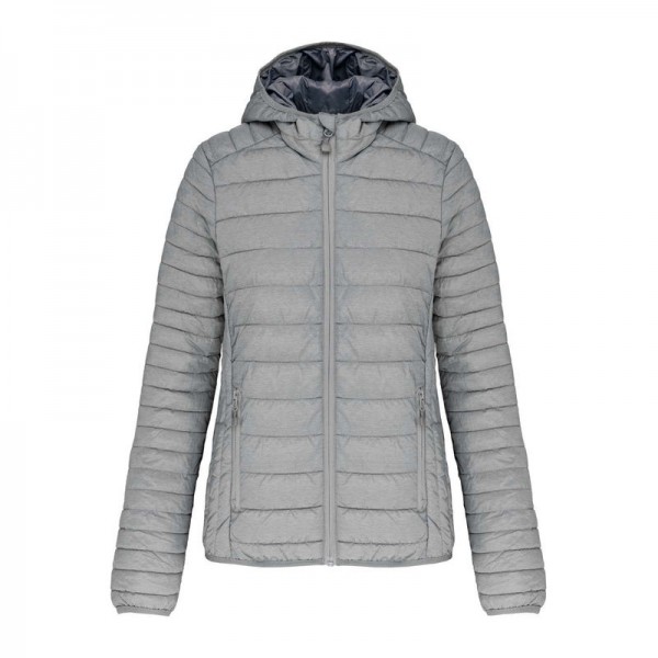LADIES' LIGHTWEIGHT HOODED PADDED JACKET 2XL Silver Marl