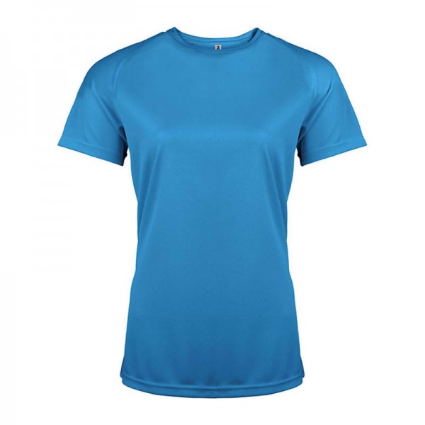 LADIES' SHORT-SLEEVED SPORTS T-SHIRT 2XL Aqua Blue