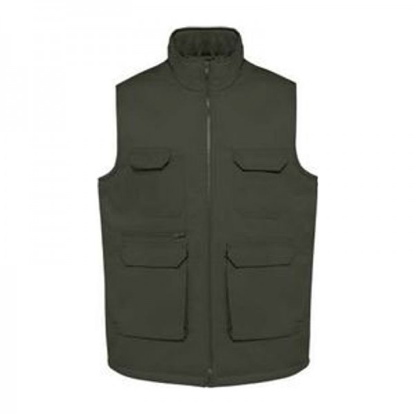 UNISEX PADDED MULTI-POCKET POLYCOTTON VEST S Dark Khaki