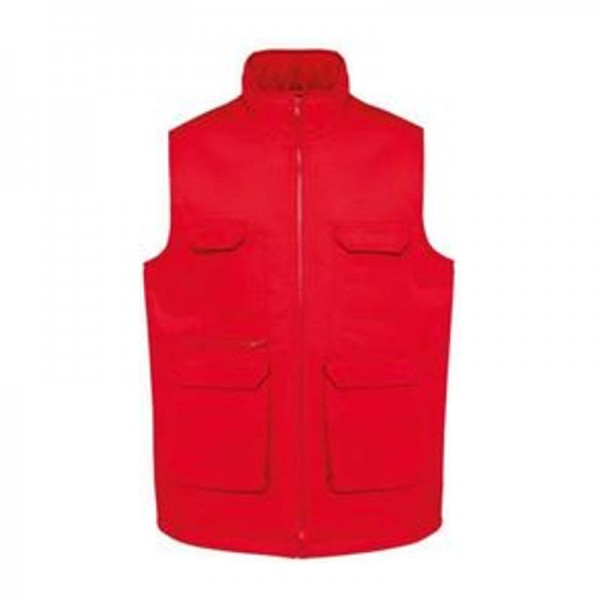 UNISEX PADDED MULTI-POCKET POLYCOTTON VEST 5XL Red