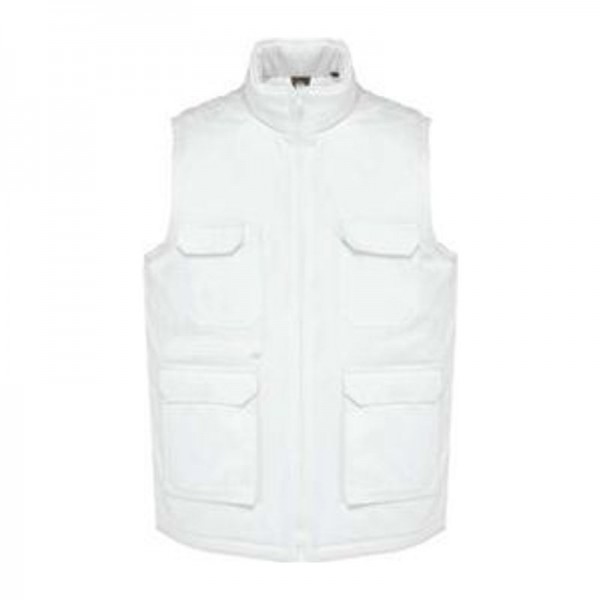 UNISEX PADDED MULTI-POCKET POLYCOTTON VEST 4XL White