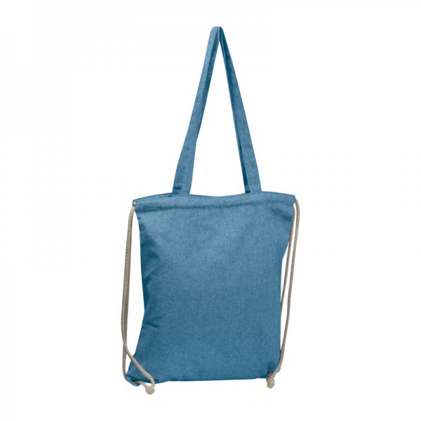Sacoșă 2in1 din bumbac reciclat Addison, 140 g/m² 37,5 × 0,3 × 42 cm Albastru