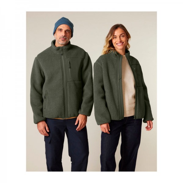 Brooker unisex relaxed fit sherpa jacket S Khaki