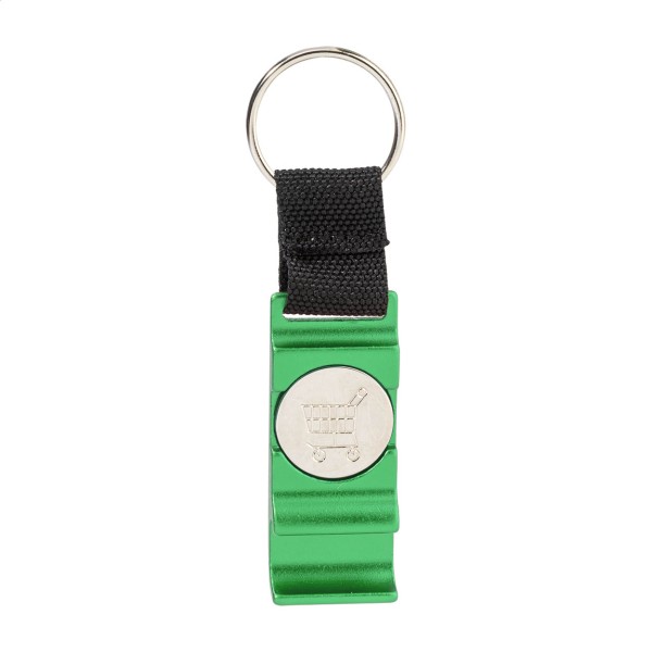OpenCart breloc cu deschizător de sticle și fisă cărucior  verde